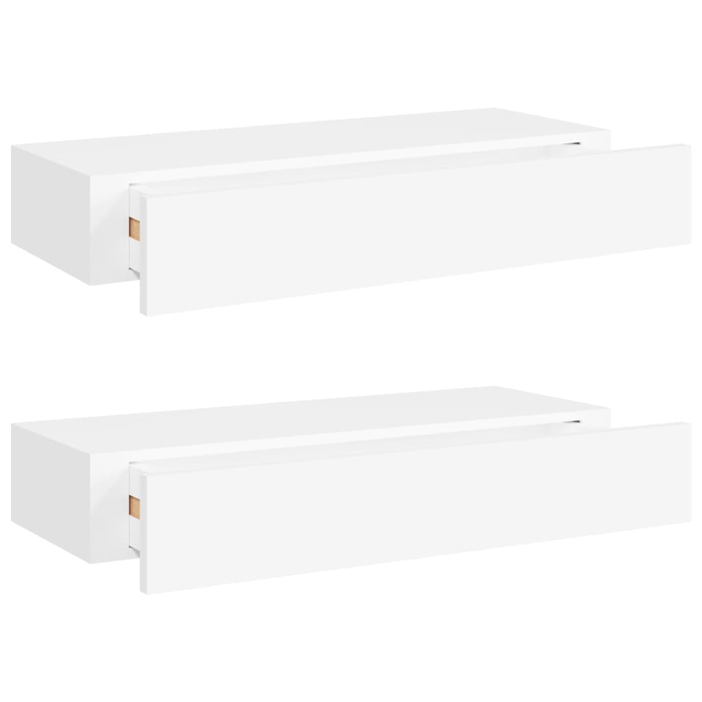 Bookshelves Wall Mounted Drawer Shelves 2 Pcs White 60X23.5X10cm Mdf