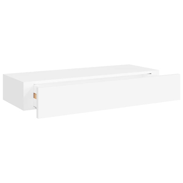 Bookshelves Wall Mounted Drawer Shelves 2 Pcs White 60X23.5X10cm Mdf