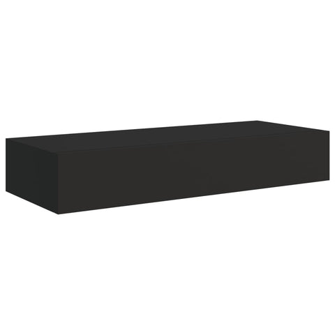 Bookshelves Wall Mounted Drawer Shelf Black 60X23.5X10cm Mdf