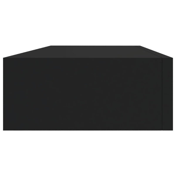 Bookshelves Wall Mounted Drawer Shelves 2 Pcs Black 60X23.5X10cm Mdf