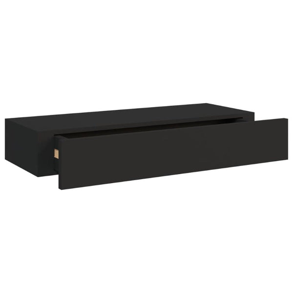 Bookshelves Wall Mounted Drawer Shelves 2 Pcs Black 60X23.5X10cm Mdf