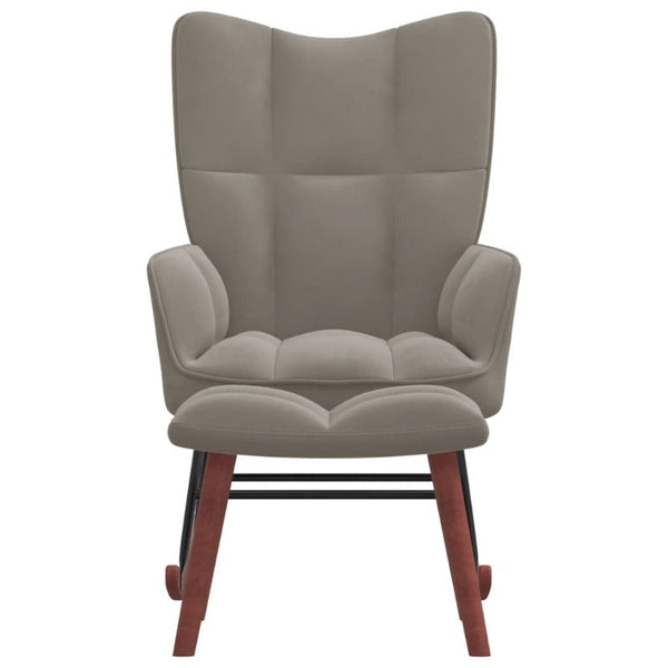 Chairs Rocking Chair With A Stool Light Grey Velvet