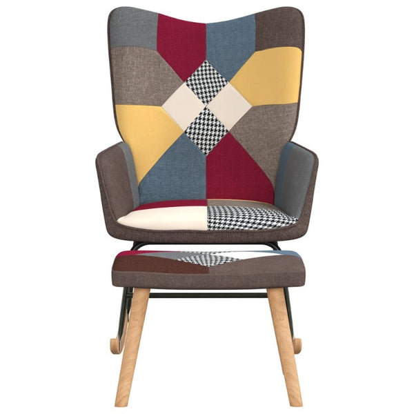 Chairs Rocking Chair With A Stool Patchwork Fabric