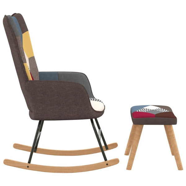 Chairs Rocking Chair With A Stool Patchwork Fabric