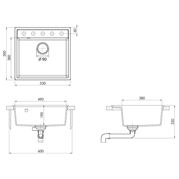 Kitchen Sinks Kitchen Sink With Overflow Hole Black Granite