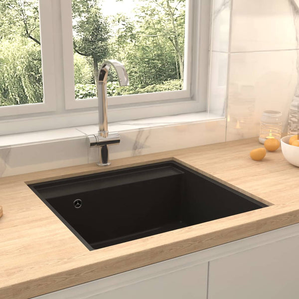 Kitchen Sink With Overflow Hole Black Granite