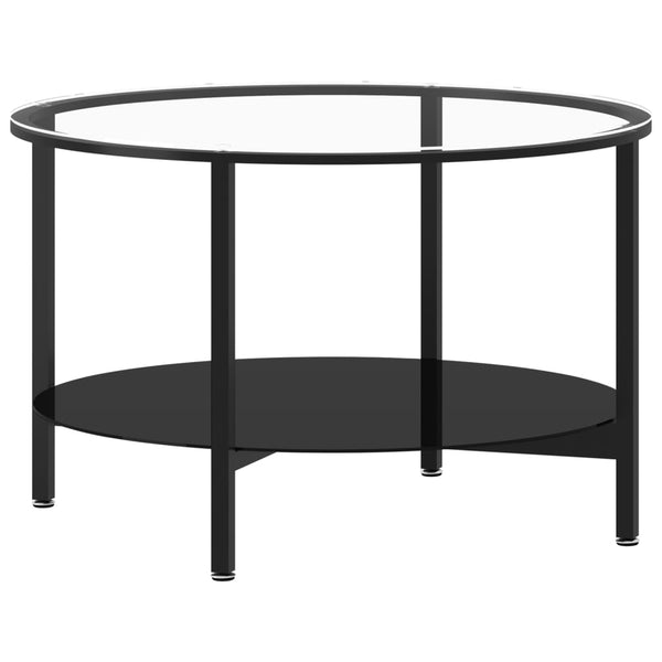 Tables Tea Table Black And Transparent 70 Cm Tempered Glass