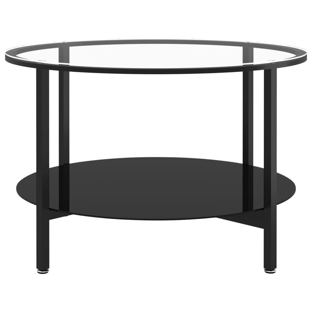 Tables Tea Table Black And Transparent 70 Cm Tempered Glass