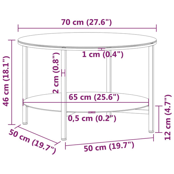 Tables Tea Table Black And Transparent 70 Cm Tempered Glass