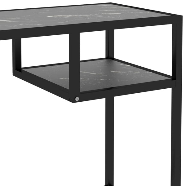 Home Office Desks Computer Desk Black Marble 100X36x74 Cm Tempered Glass