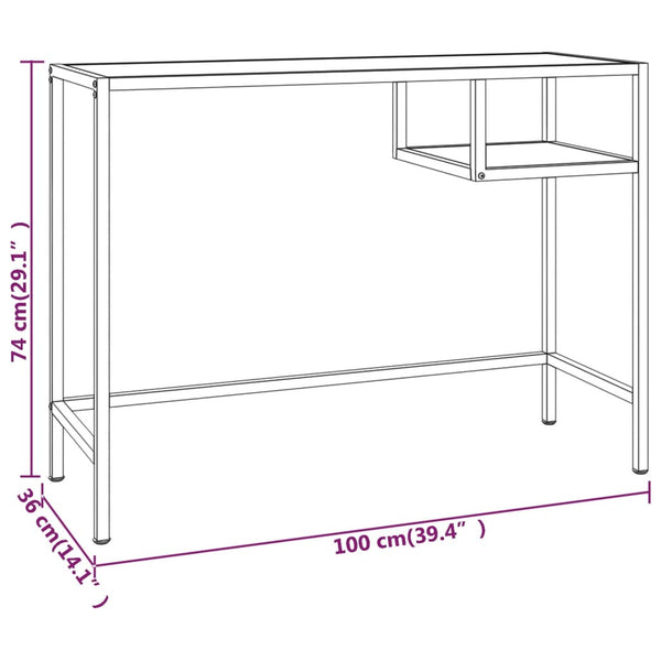 Home Office Desks Computer Desk Black Marble 100X36x74 Cm Tempered Glass