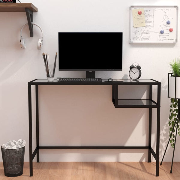 Home Office Desks Computer Desk Black Marble 100X36x74 Cm Tempered Glass