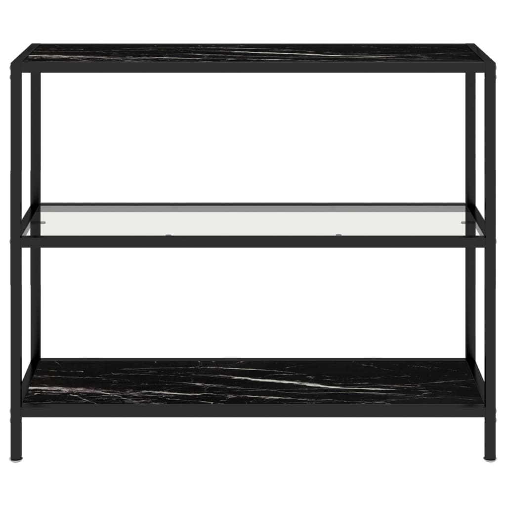 Tables Shelf Transparent And Black Marble 100X36x90 Cm Tempered Glass