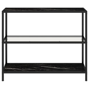 Tables Shelf Transparent And Black Marble 100X36x90 Cm Tempered Glass