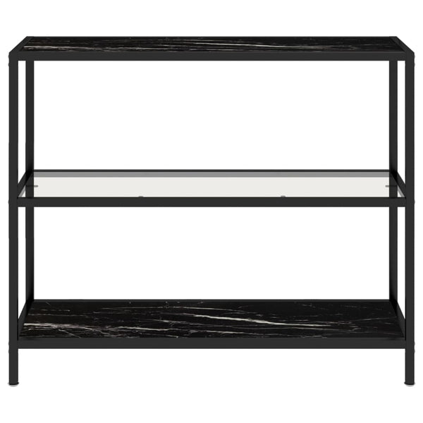 Tables Shelf Transparent And Black Marble 100X36x90 Cm Tempered Glass