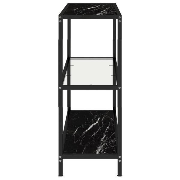 Tables Shelf Transparent And Black Marble 100X36x90 Cm Tempered Glass