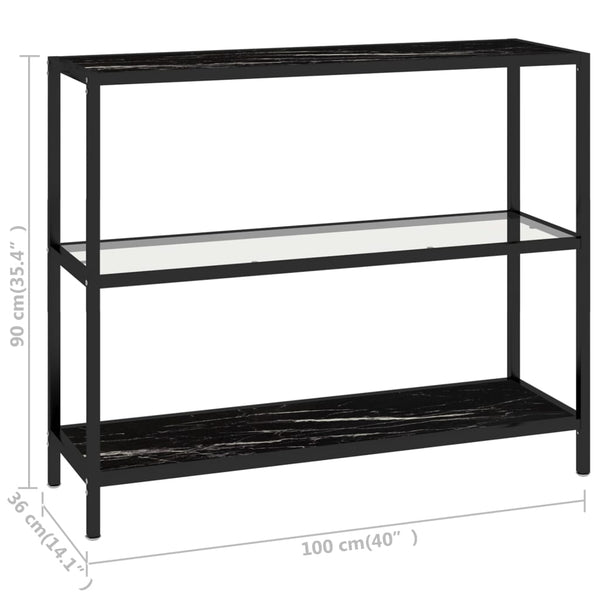 Tables Shelf Transparent And Black Marble 100X36x90 Cm Tempered Glass