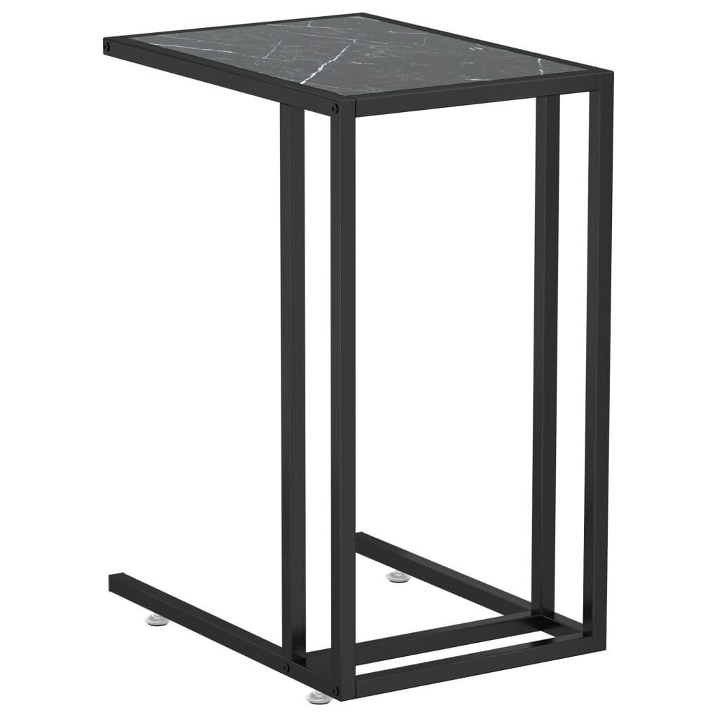 Tables Computer Side Table Black Marble 50X35x65 Cm Tempered Glass