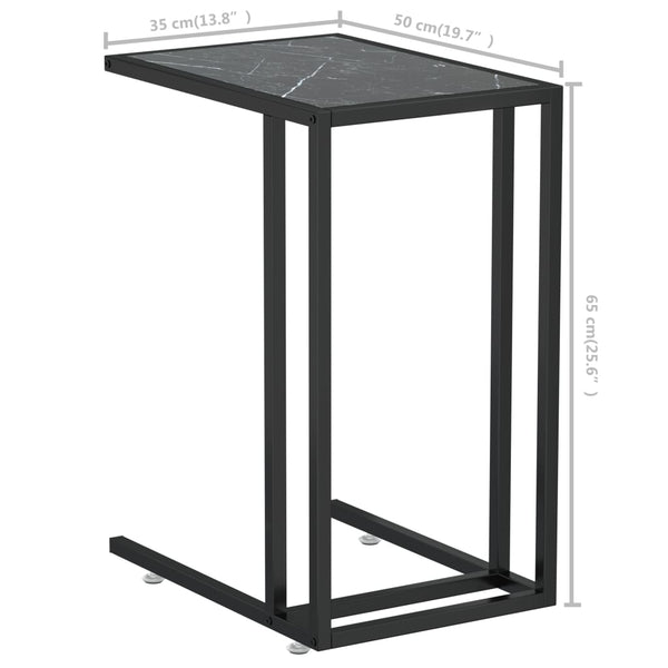 Tables Computer Side Table Black Marble 50X35x65 Cm Tempered Glass