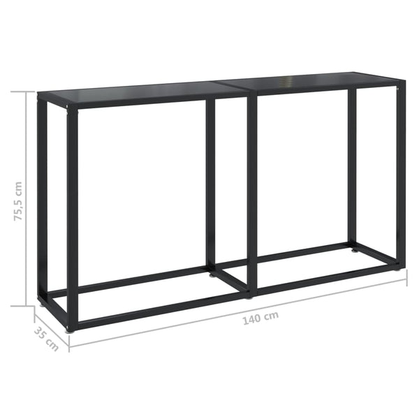 Tables Console Table Black 140X35x75.5Cm Tempered Glass