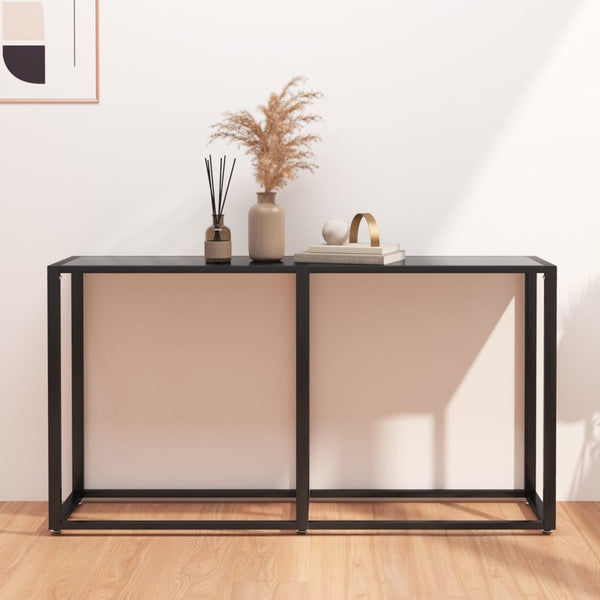 Tables Console Table Black 140X35x75.5Cm Tempered Glass