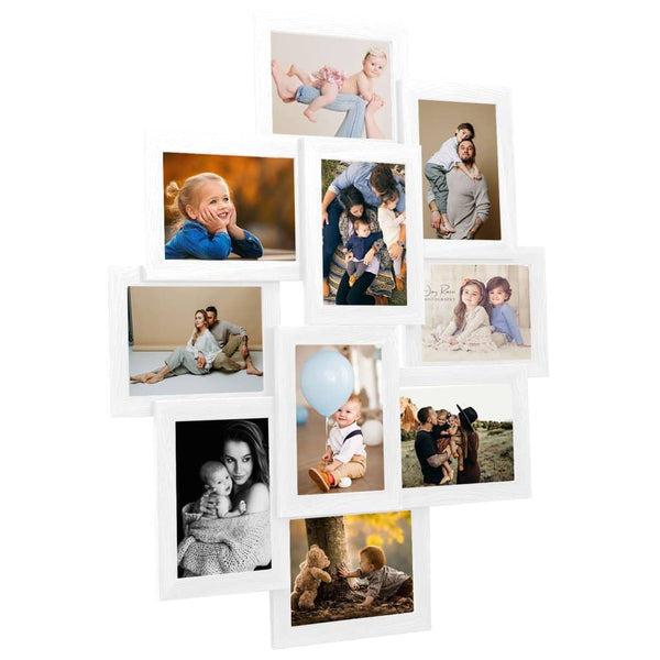 Photo Frames Collage Photo Frame For Picture 10 Pcs 10X15 Cm White Mdf