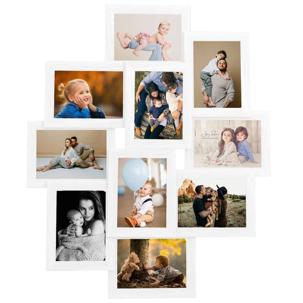 Photo Frames Collage Photo Frame For Picture 10 Pcs 10X15 Cm White Mdf