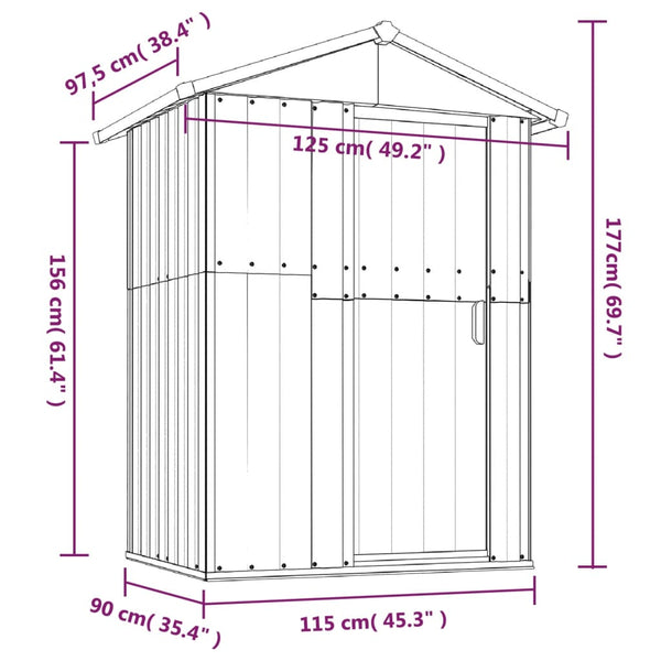 Sheds Summerhouses Carports Garden Shed Grey 126X97.5X177 Cm Galvanised Steel