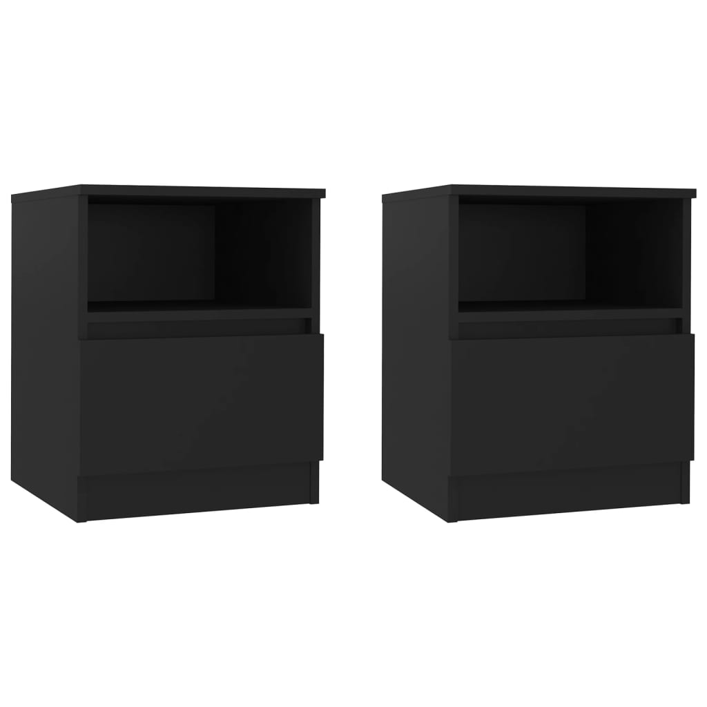 Bedside Tables Bed Cabinets 2 Pcs Black 40X40x50 Cm Engineered Wood