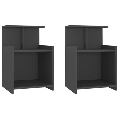 Bedside Tables Bed Cabinets 2 Pcs Grey 40X35x60 Cm Engineered Wood