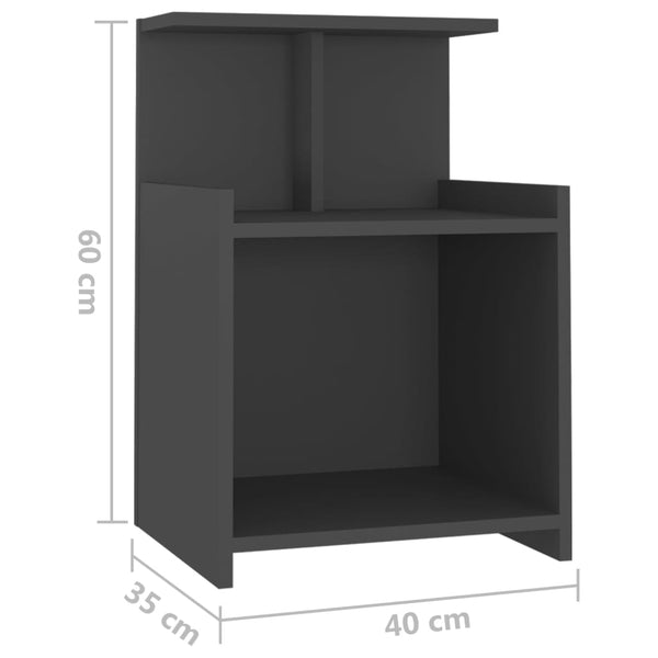 Bedside Tables Bed Cabinets 2 Pcs Grey 40X35x60 Cm Engineered Wood