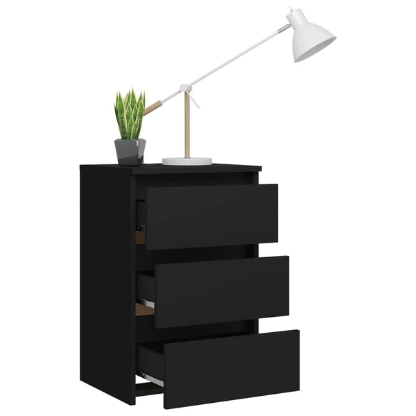 Bedside Tables Bed Cabinet Black 40X35x62.5 Cm Engineered Wood