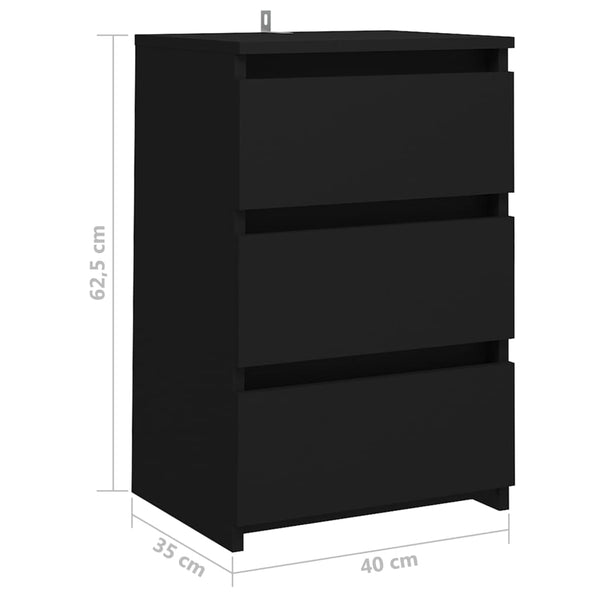 Bedside Tables Bed Cabinet Black 40X35x62.5 Cm Engineered Wood