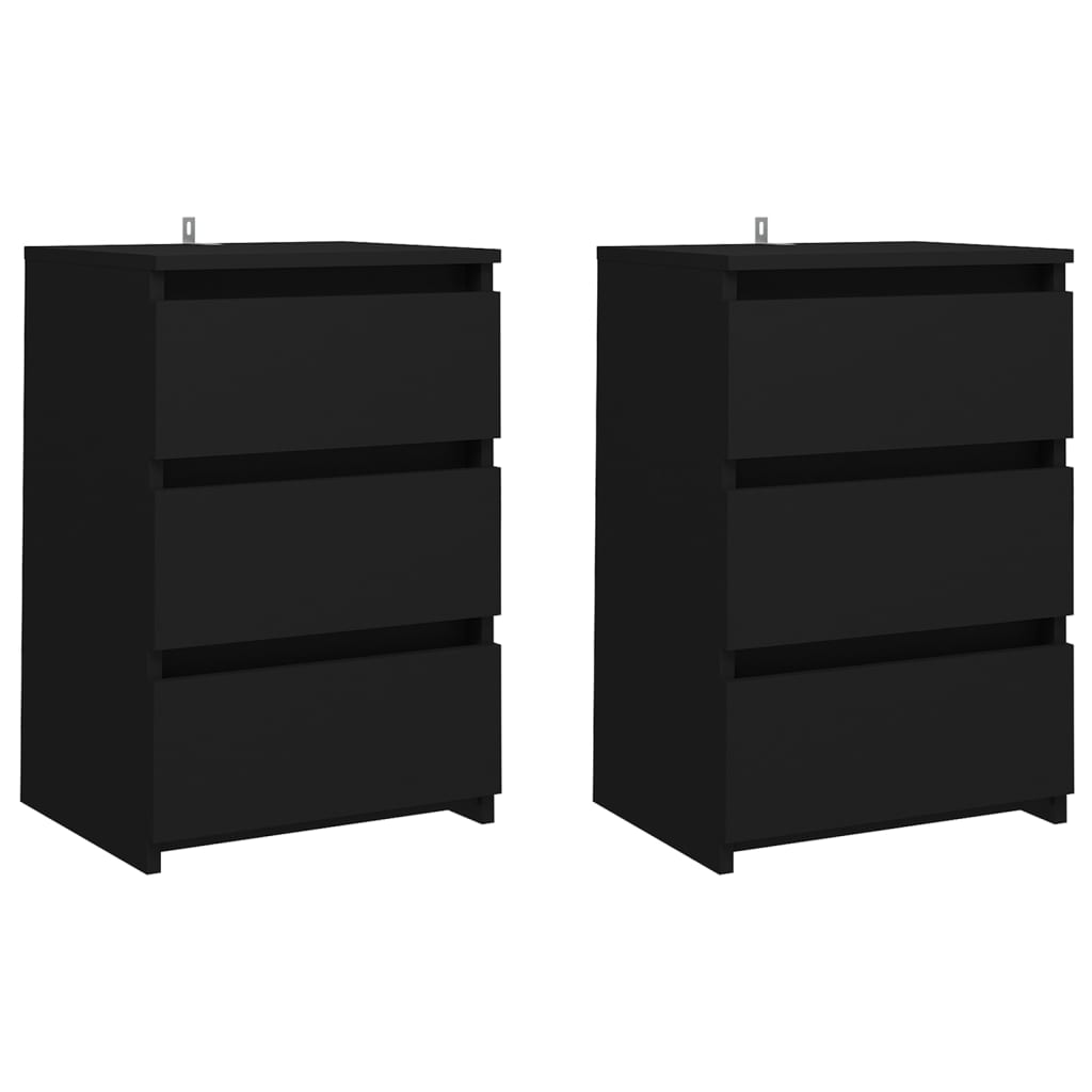 Bedside Tables Bed Cabinets 2 Pcs Black 40X35x62.5 Cm Engineered Wood