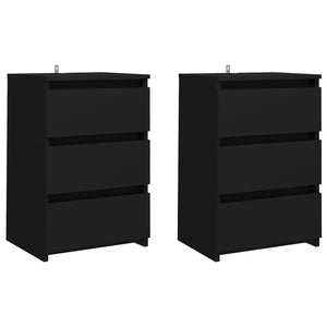 Bedside Tables Bed Cabinets 2 Pcs Black 40X35x62.5 Cm Engineered Wood