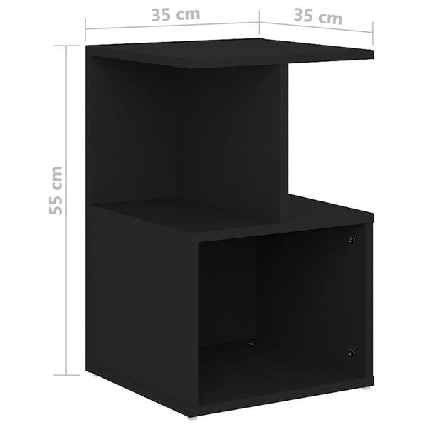 Bedside Tables Bedside Cabinet Black 35X35x55 Cm Engineered Wood