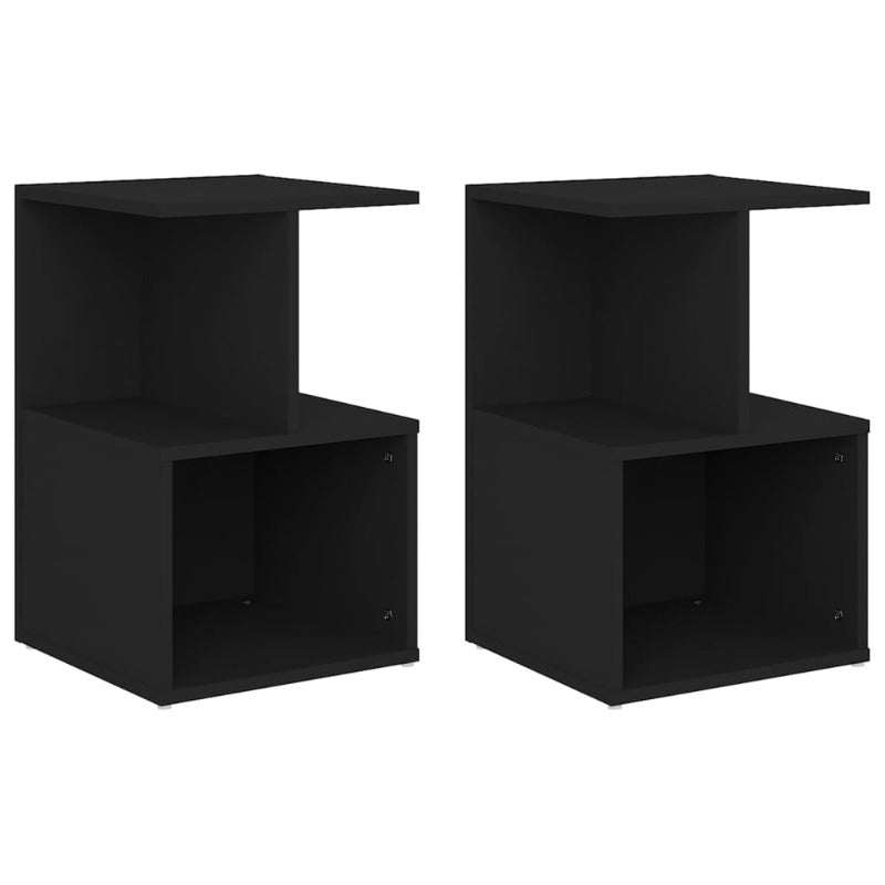 Bedside Tables Bedside Cabinets 2 Pcs Black 35X35x55 Cm Engineered Wood