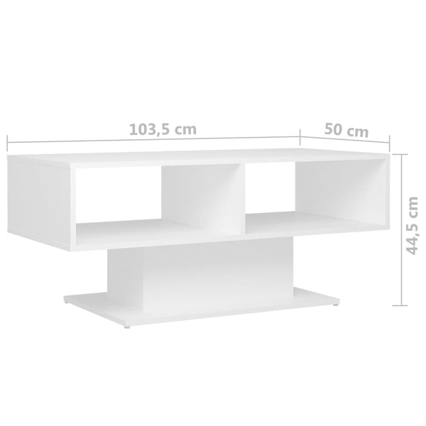 Coffee Tables Coffee Table White 103.5X50x44.5 Cm Engineered Wood