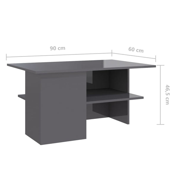 Coffee Tables Coffee Table High Gloss Grey 90X60x46.5 Cm Engineered Wood