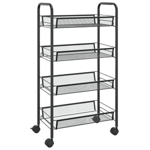 Kitchen Carts 4 Tier Kitchen Trolley Black 46X26x85 Cm Iron