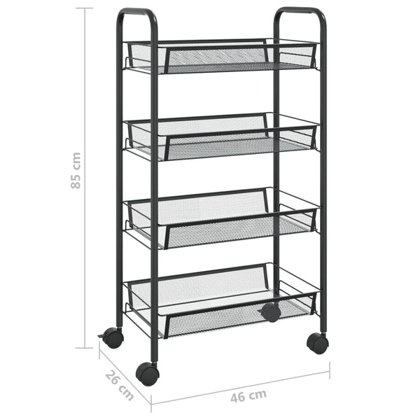 Kitchen Carts 4 Tier Kitchen Trolley Black 46X26x85 Cm Iron