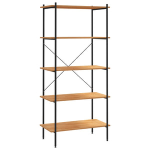 Bookshelves 5 Tier Shelving Unit Black And Oak 80X40x163 Cm