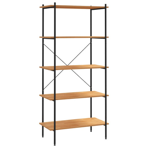 Bookshelves 5 Tier Shelving Unit Black And Oak 80X40x163 Cm