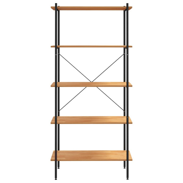 Bookshelves 5 Tier Shelving Unit Black And Oak 80X40x163 Cm