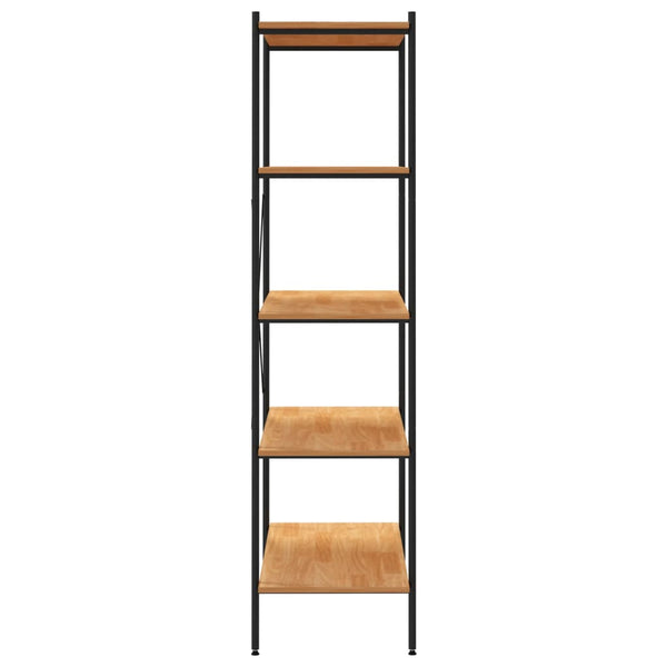 Bookshelves 5 Tier Shelving Unit Black And Oak 80X40x163 Cm