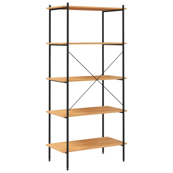 Bookshelves 5 Tier Shelving Unit Black And Oak 80X40x163 Cm