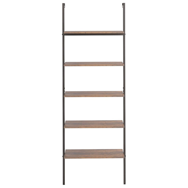 Bookshelves 5 Tier Leaning Shelf Dark Brown And Black 64X35x185 Cm