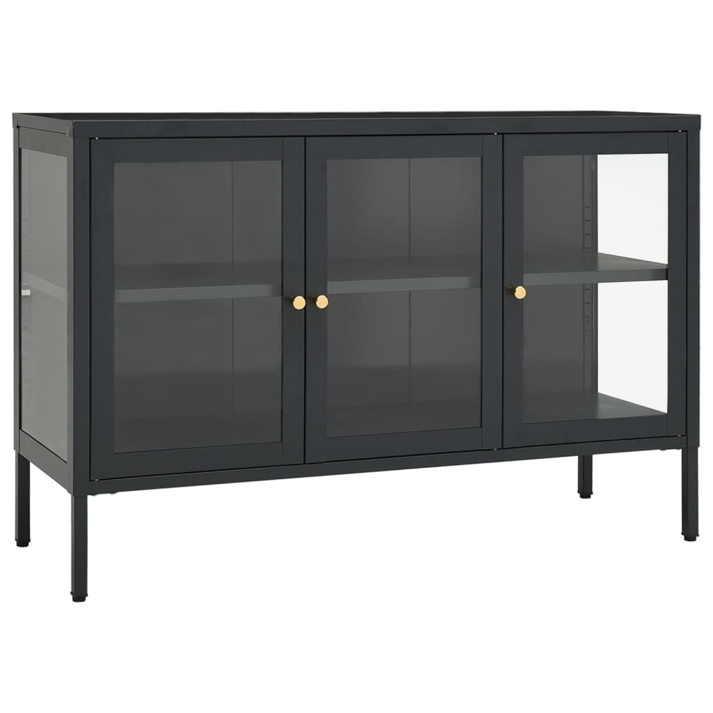 Sideboards & Buffets Sideboard Anthracite 105X35x70 Cm Steel And Glass