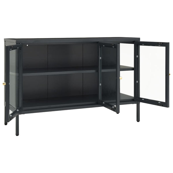 Sideboards & Buffets Sideboard Anthracite 105X35x70 Cm Steel And Glass