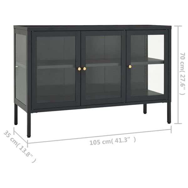 Sideboards & Buffets Sideboard Anthracite 105X35x70 Cm Steel And Glass